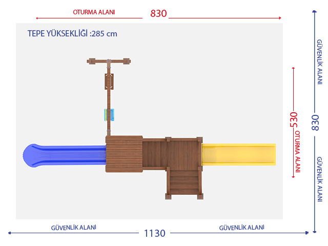 Ahşap Çocuk Oyun Parkları / Ahşap Çocuk Oyun Parkı  (Eko  Seri) - 51503 Teknik Resim