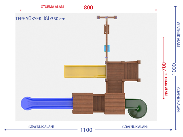 Ahşap Çocuk Oyun Parkları / Ahşap Çocuk Oyun Parkı (Eko Seri) - 51511 Teknik Resim