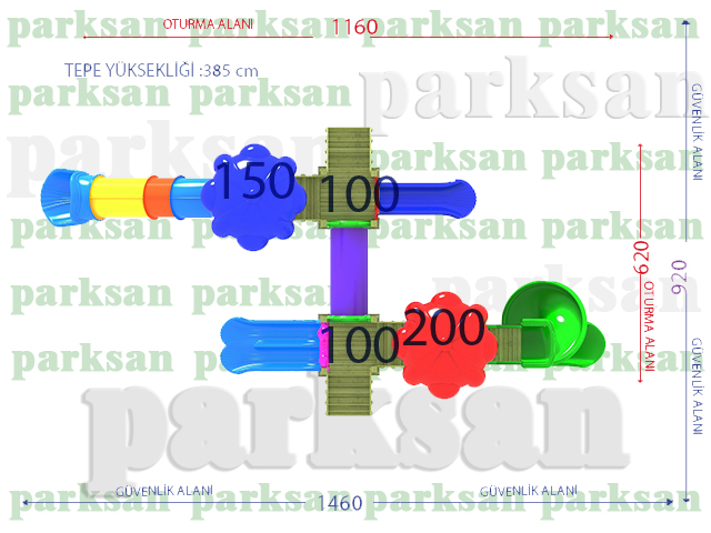 Ahşap Çocuk Oyun Parkları / Ahşap Çocuk Oyun Parkı  (Klasik Seri) - 51613 Teknik Resim