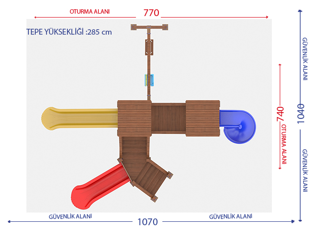 Ahşap Çocuk Oyun Parkları / Ahşap Çocuk Oyun Parkı (Eko Seri) - 51509 Teknik Resim