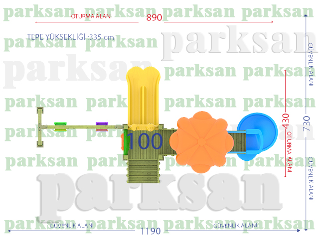 Ahşap Çocuk Oyun Parkları / Ahşap Çocuk Oyun Parkı  (Klasik Seri) - 51603 Teknik Resim