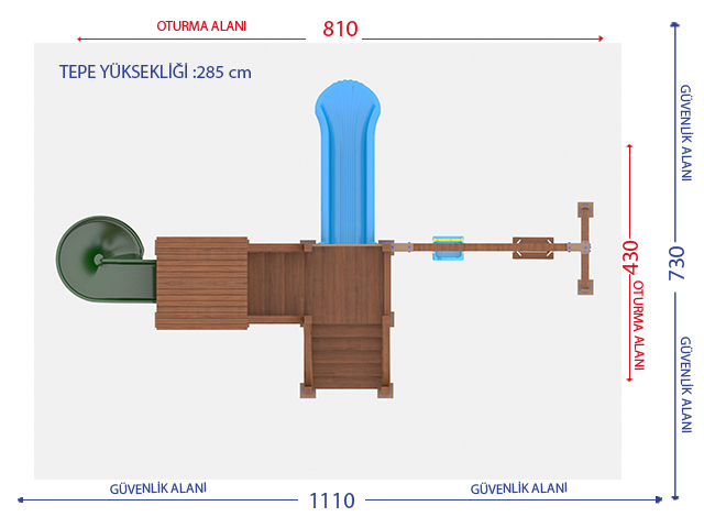 Ahşap Çocuk Oyun Parkları / Ahşap Çocuk Oyun Parkı  (Eko  Seri) - 51504 Teknik Resim