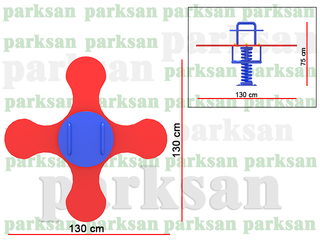 Ahşap Park Ekipmanları / Ahtapot Dörtlü Tahterevalli - 51833 Teknik Resim