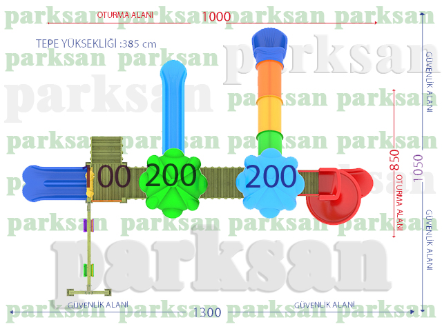 Ahşap Çocuk Oyun Parkları / Ahşap Çocuk Oyun Parkı  (Klasik Seri) - 51611 Teknik Resim