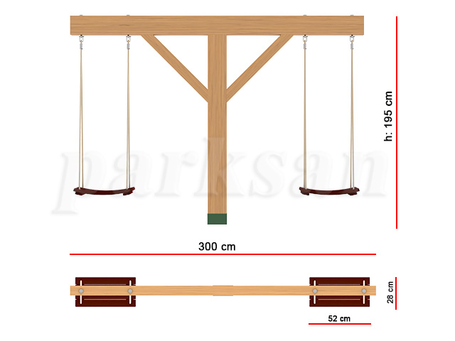 Ahşap Park Ekipmanları / Ahşap Salıncak  - 51404 Teknik Resim