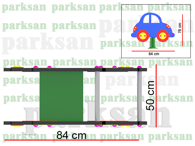 Ahşap Park Ekipmanları / Ahşap Araba  Zıp Zıp - 51952 Teknik Resim